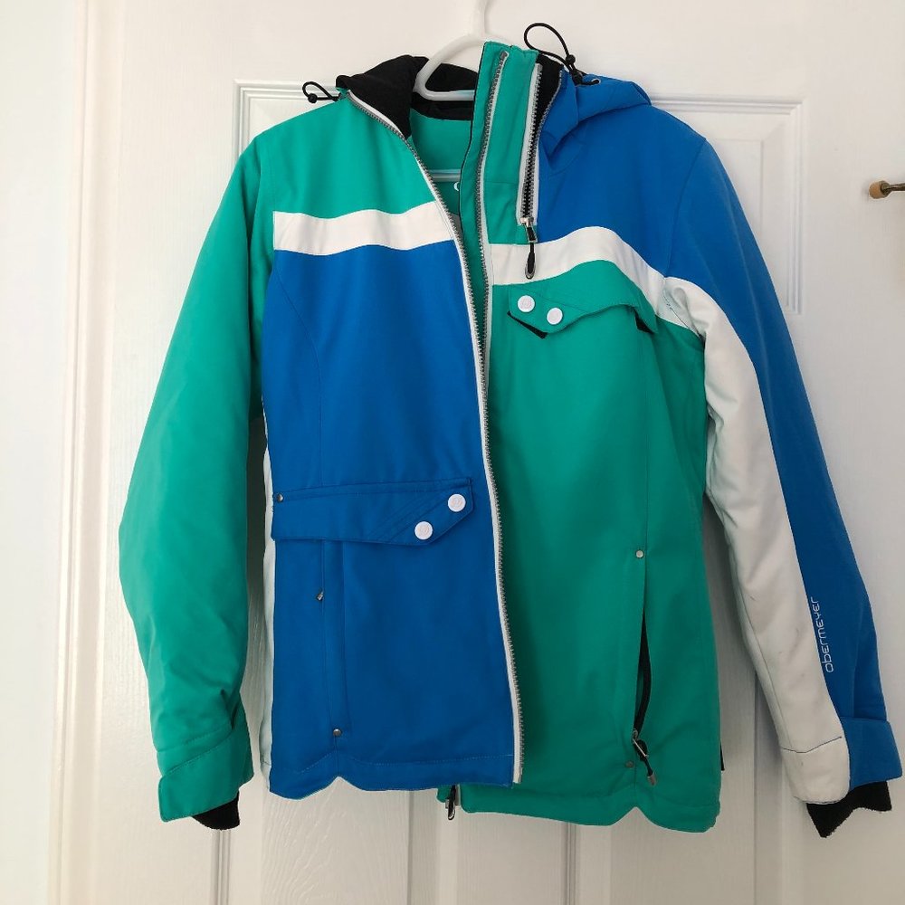 Obermeyer blue and turquoise ski jacket
